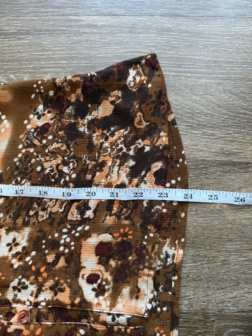 Brown and Tan Abstract Print Short Sleeve Blouse